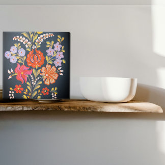 Azulejo De Cerâmica flores húngaras - cores vibrantes