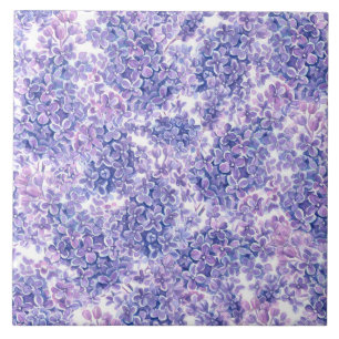 Azulejo De Cerâmica Flores lilás de cor aquosa violeta