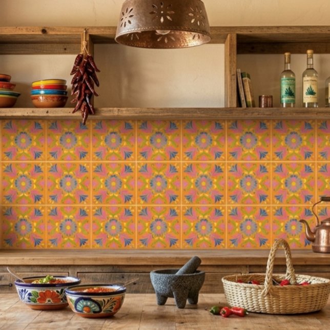 Azulejo De Cerâmica Flores Mexicanas Laranja Espanholas (Criador carregado)
