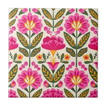 Flores Mexicanas Talavera Rosa Fúcsia Floral