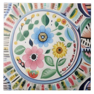 Azulejo De Cerâmica Flores Modernas Contemporâneas Florais Coloridas