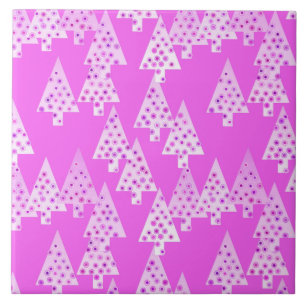 Azulejo De Cerâmica Flores modernas de Natal - rosa-orquídea