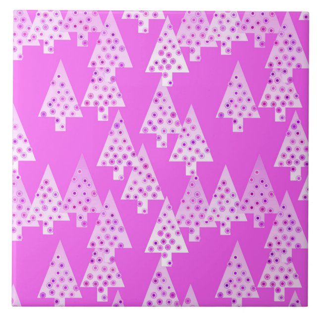 Azulejo De Cerâmica Flores modernas de Natal - rosa-orquídea (Frente)