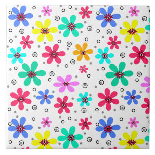 Azulejo De Cerâmica Flores multicolores margaridas retrorreflecções