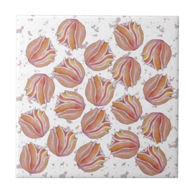 Azulejo De Cerâmica Flores Pêssego (Frente)