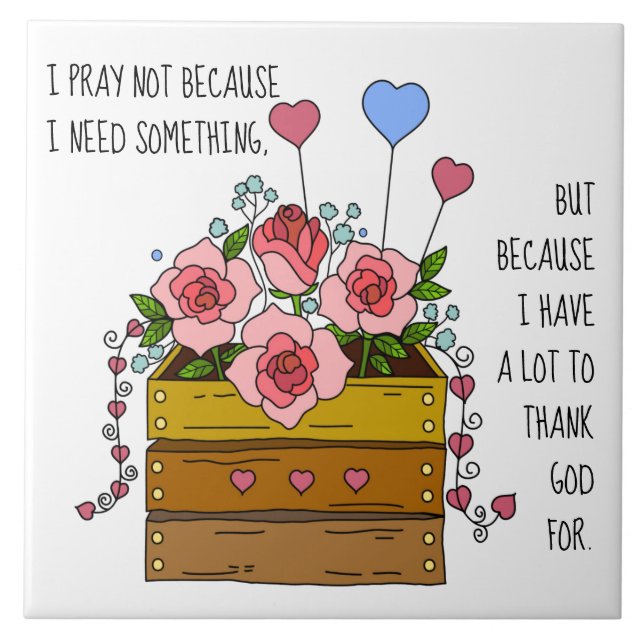 Azulejo De Cerâmica Flores pintadas, com Obrigados retorcidos (Frente)