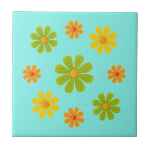 Azulejo De Cerâmica Flores primavera laranja e amarelas para cozinha