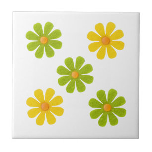 Azulejo De Cerâmica Flores primavera verdes e laranja para decoração d