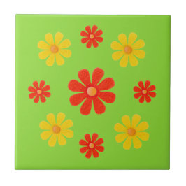 Azulejo De Cerâmica Flores primavera, vermelhas e amarelas, para cozin