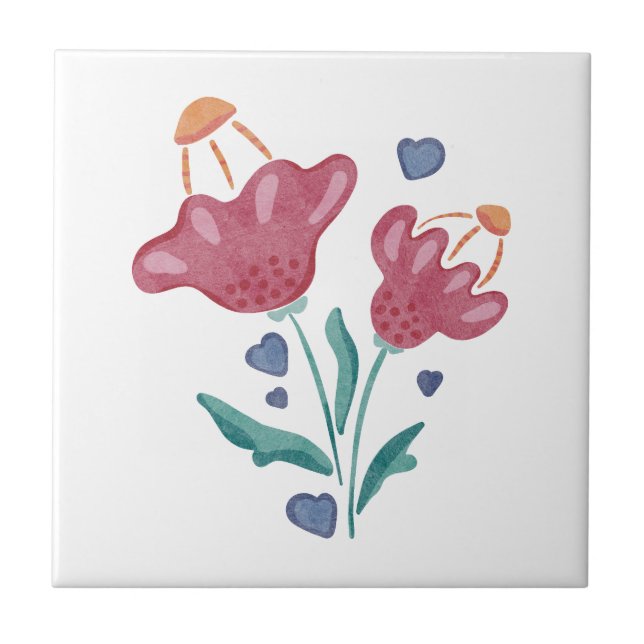 Azulejo De Cerâmica Flores Psicodélicas Adoráveis (Frente)