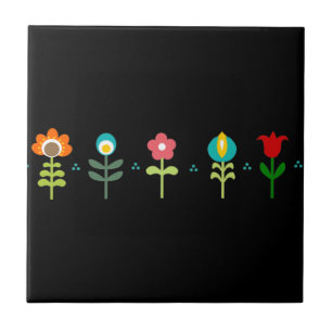 Azulejo De Cerâmica Flores retro-folhosas bonito