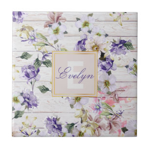 Azulejo De Cerâmica Flores Românticas Vintage Retro em Madeira Celular