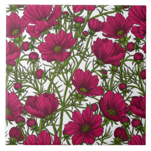 Azulejo De Cerâmica Flores rosa Cosmos