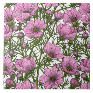 Azulejo De Cerâmica Flores rosa Cosmos