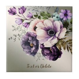 Azulejo De Cerâmica Flores Rosa Púrpura Ouro Elegante