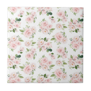 Azulejo De Cerâmica Flores Rosa, Rosas Rosa, Flores De Aquarelas