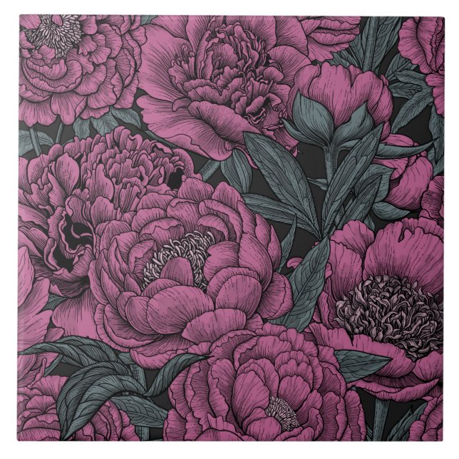Azulejo De Cerâmica Flores roxas (Frente)
