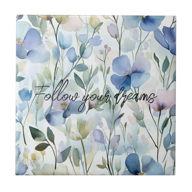 Azulejo De Cerâmica Flores roxas bonitas (Frente)