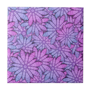 Azulejo De Cerâmica Flores roxas divertidas