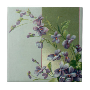 Azulejo De Cerâmica Flores Roxas Vintage em Flor em um Ovo de Páscoa