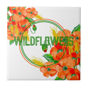 Azulejo De Cerâmica Flores selvagens aquarela