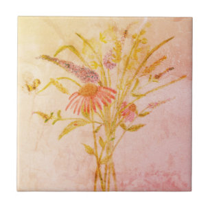 Azulejo De Cerâmica Flores selvagens com abelha