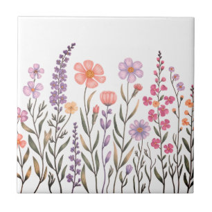 Azulejo De Cerâmica Flores silvestres modernas elegantes fofas feminin