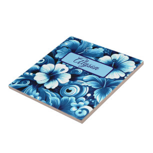 Azulejo De Cerâmica Flores Tropicais Havaianas Hibisco Personalizado