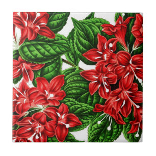 Azulejo De Cerâmica Flores vermelhas de gengibre, impressão