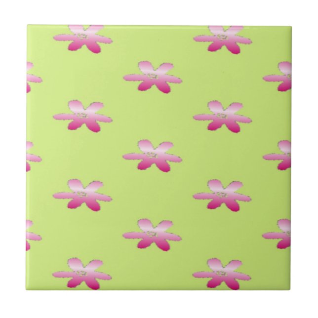 Azulejo De Cerâmica Flores vermelhas em verde (Frente)