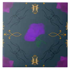 Azulejo De Cerâmica Flores Vibrantes em Púrpura - sala de sotaque de d