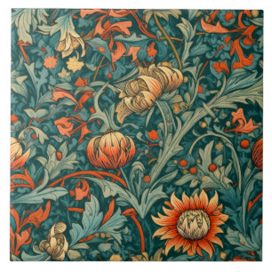 Azulejo De Cerâmica Flores, vintage, art nouveau, estilo William Morri