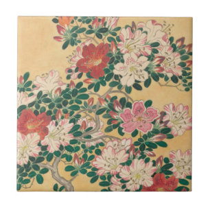 Azulejo De Cerâmica Flores Vintage Azalea Pintura Japonesa