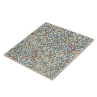 Azulejo De Cerâmica Flores Vintage William Morris Ouro Lily