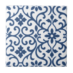Azulejo De Cerâmica Florescer Azul Charme Barroco do Velho Mundo