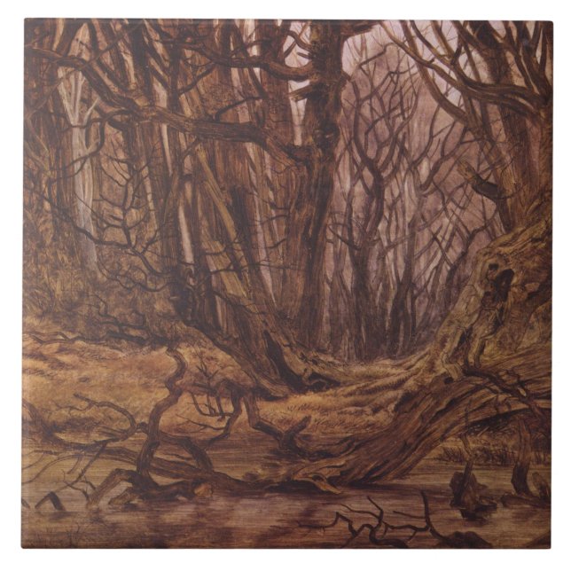 Azulejo De Cerâmica Floresta Alemã na Fall Season (Frente)