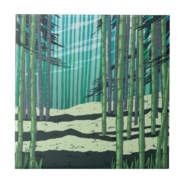 Azulejo De Cerâmica Floresta Bamboo (Frente)