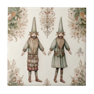 Azulejo De Cerâmica Floresta Caprichosa Gnomo & Botânica