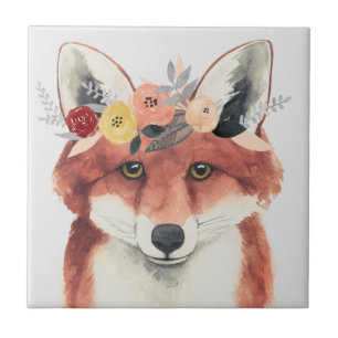 Azulejo De Cerâmica Floresta da Coroa Flor Fox