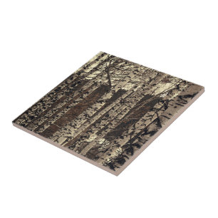 Azulejo De Cerâmica Floresta das Árvores de Aves