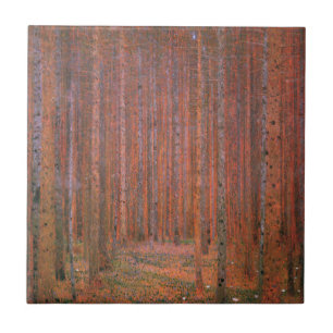 Azulejo De Cerâmica Floresta de Abetos de Gustav Klimt Tannenwald Árvo