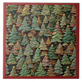 Azulejo De Cerâmica Floresta de Árvore de Natal Whimsey