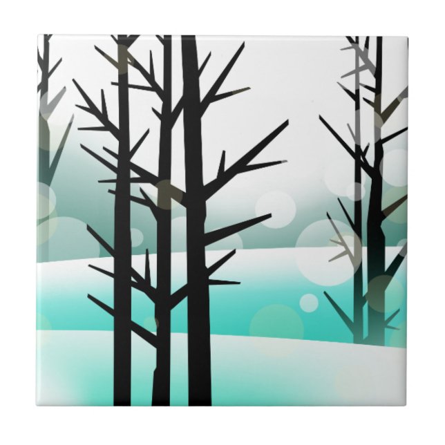 Azulejo De Cerâmica Floresta de inverno (Frente)