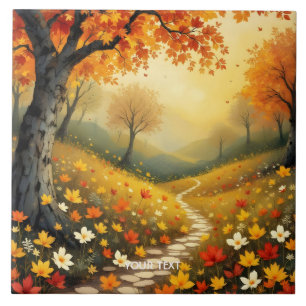 Azulejo De Cerâmica Floresta de Queda Laranja Fantasy