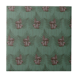 Azulejo De Cerâmica Floresta de samambaia de cogumelo