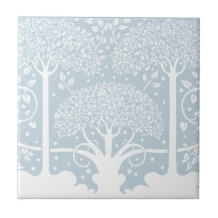 Azulejo De Cerâmica Floresta Encantada, Calma, Bebê, Árvores Azuis
