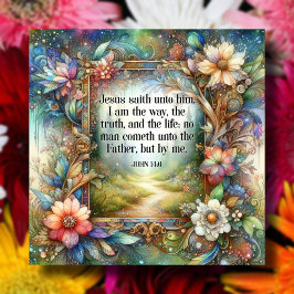 Azulejo De Cerâmica Floresta Floral Com John 14:6 Verso Inspiracional