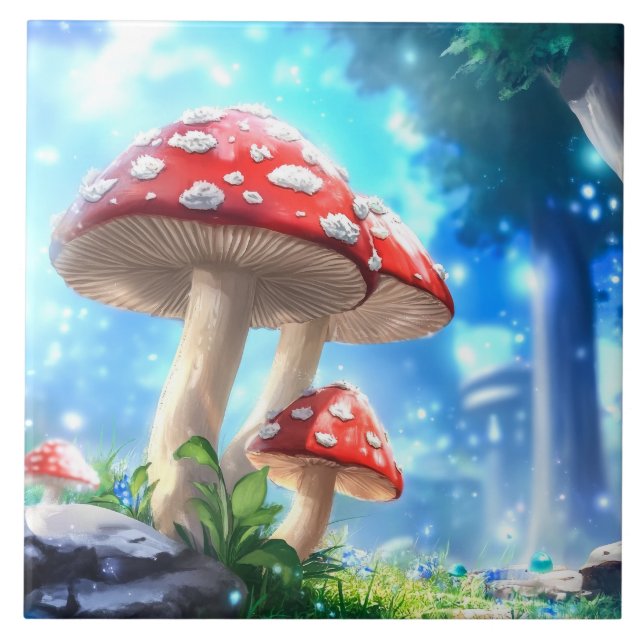 Azulejo De Cerâmica Floresta Mushroom (Frente)
