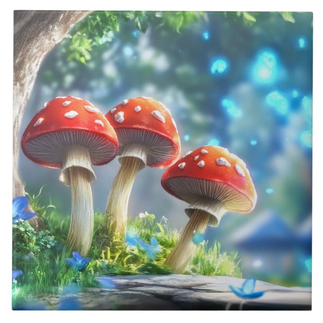 Azulejo De Cerâmica Floresta Mushroom (Frente)