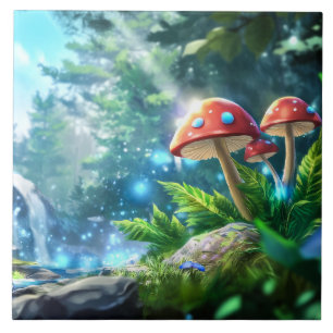 Azulejo De Cerâmica Floresta Mushroom